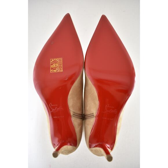 Christian Louboutin So Apostropha Booty 80 Beige Suede Short Ankle Heel Boot 40 - Picture 16 of 16